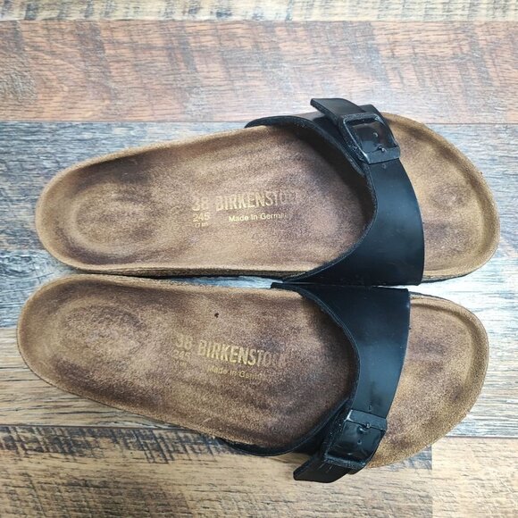 Birkenstock Women's Madrid Black Patent Leather Slide Sandals Size 38EU / 7 US - Picture 4 of 8